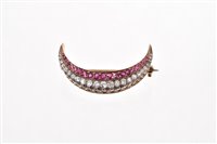 Lot 501 - Victorian ruby and diamond crescent brooch...