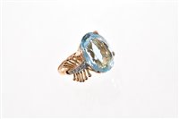 Lot 506 - 1950s aquamarine and diamond cocktail ring...