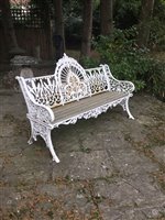 Lot 1376 - Cast iron garden bench with arched pierced...