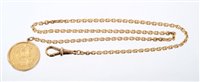 Lot 640 - Gold (9ct) watch chain with 1925 gold...