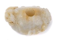 Lot 753 - Chinese pale jade brush washer of pebble form,...