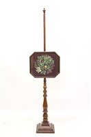 Lot 1340 - 19th century mahogany pole screen, octagonal...