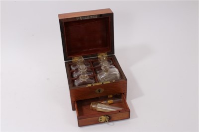 Lot 603 - Early 19th century mahogany and brass mounted medicine chest of small size, trade label 102 Strand