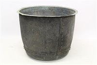 Lot 1337 - Very large antique copper vessel of riveted...