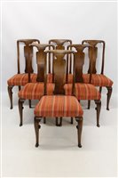 Lot 1267 - Set of six Queen Anne revival walnut dining...