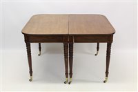 Lot 1268 - George IV mahogany D-end dining table, the top...
