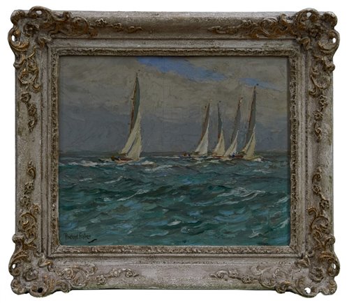 Lot 870 - Rowland Fisher (1885-1969) oil on board - Five...