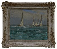 Lot 870 - Rowland Fisher (1885-1969) oil on board - Five...