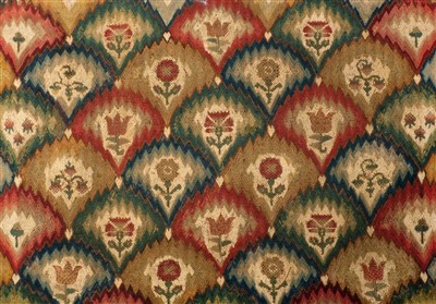 Lot 638 - Antique woven panel with stitched floral and fruit motifs
