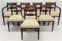 Lot 1273 - Set of eight Regency mahogany dining chairs,...