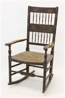 Lot 1218 - 19th century primitive painted pine rocking...