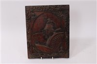 Lot 725 - Unusual 19th century carved oak panel,...
