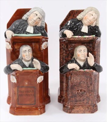 Lot 40 - A pearlware 'Vicar and Moses' group - the two...