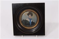 Lot 842 - Victorian portrait miniature on ivory of a...