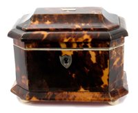 Lot 807 - George IV tortoiseshell tea caddy of small...