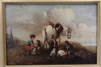 Lot 930 - Four nineteenth century-style oils over prints...