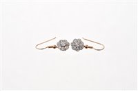 Lot 551 - Pair of Edwardian style diamond cluster...