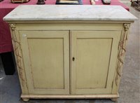 Lot 1254 - 19th century painted pine side cabinet with...