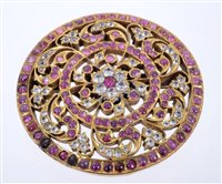 Lot 599 - Antique Indian brooch, the circular openwork...