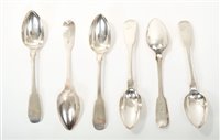Lot 212 - Set of six George III provincial silver fiddle...