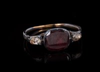 Lot 400 - Early Georgian Garnet and diamond three stone...