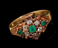Lot 403 - Early Victorian emerald and diamond cluster...
