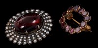 Lot 408 - Georgian garnet brooch with flat cut foil...