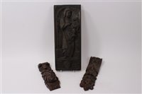 Lot 738 - Three 17th / 18th century carved oak panels,...