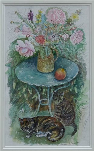 Lot 933 - *Richard Bawden (b.1936) watercolour - Cats...