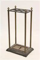Lot 1205 - Victorian brass and iron stick stand...