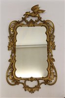 Lot 1216 - Antique carved and gilt gesso wall mirror,...