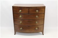 Lot 1308 - Regency mahogany and line inlaid bow front...