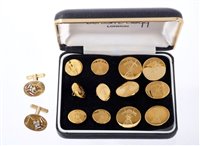 Lot 585 - Pair of 9ct gold and enamel Regimental...