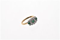 Lot 562 - Emerald and diamond cluster ring with three...
