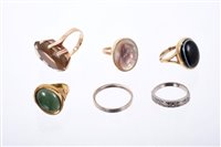 Lot 564 - Six dress rings various, to include four gold...
