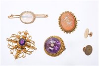 Lot 574 - Edwardian opal and diamond bar brooch,...