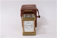 Lot 1160 - Early 20th century French carriage clock in...