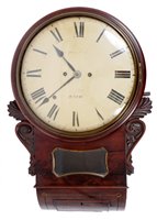 Lot 1161 - Regency mahogany drop-dial wall clock with 12...