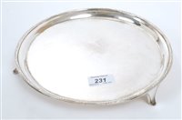 Lot 231 - 1920s silver salver of circular form, with...