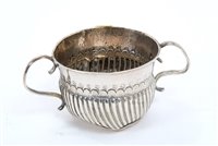 Lot 198 - Unusual Queen Anne silver miniature porringer...