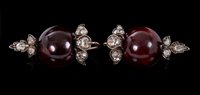Lot 427 - Pair of Victorian cabochon garnet and diamond...