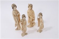 Lot 704 - Pair of Japanese Meiji period carved ivory...