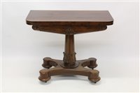 Lot 1244 - William IV rosewood card table with d-shaped...