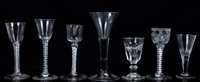 Lot 87 - Four Georgian cordial glasses with double and...
