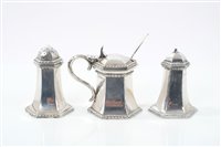 Lot 364 - 1930s Omar Ramsden three piece silver...