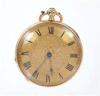 Lot 641 - Victorian gold (14k) open face key-wind pocket...