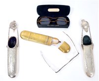 Lot 719 - Rare pair of George III silver spectacles...