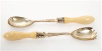 Lot 329 - Pair Victorian silver salad servers with...
