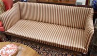 Lot 1370 - Late Regency upholstered sofa of square form,...