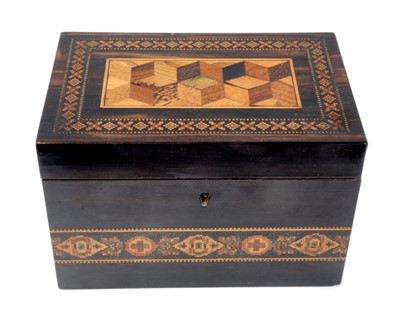Lot 965 - 19th Century Tunbridgeware tea caddy